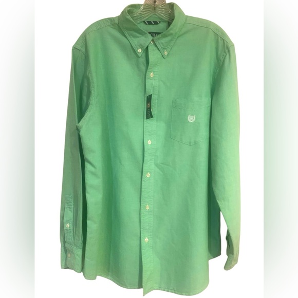 Chaps Other - Chaps NWT Lime Green Oxford Long Sleeve Button Down Shirt Logo Men's Large